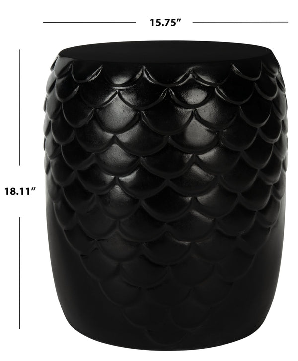 Safavieh JULYVIA Concrete Accent Stool – Stylish Outdoor Seating with Textured Design for Modern Spaces Black VNN1037C
