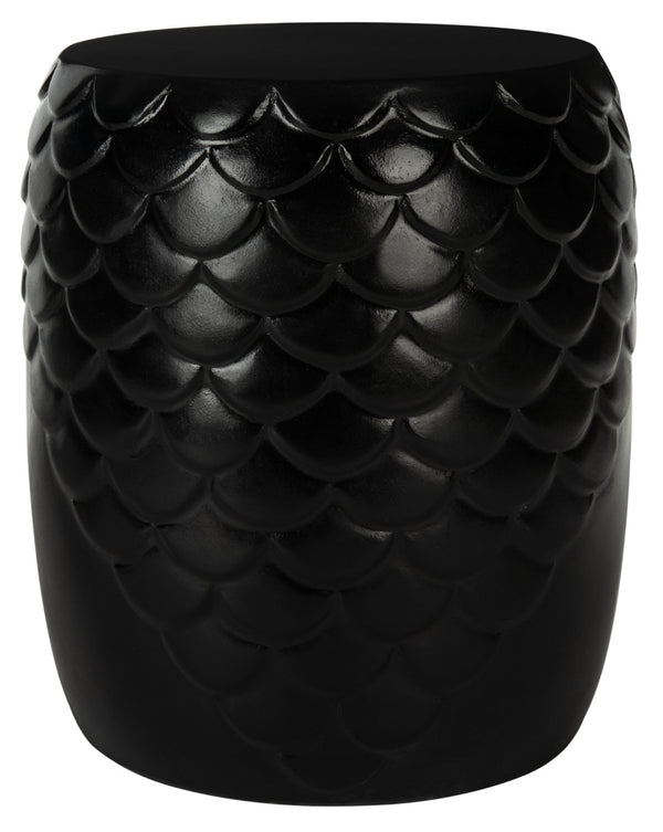 Safavieh JULYVIA Concrete Accent Stool – Stylish Outdoor Seating with Textured Design for Modern Spaces Black VNN1037C