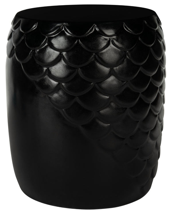 Safavieh JULYVIA Concrete Accent Stool – Stylish Outdoor Seating with Textured Design for Modern Spaces Black VNN1037C