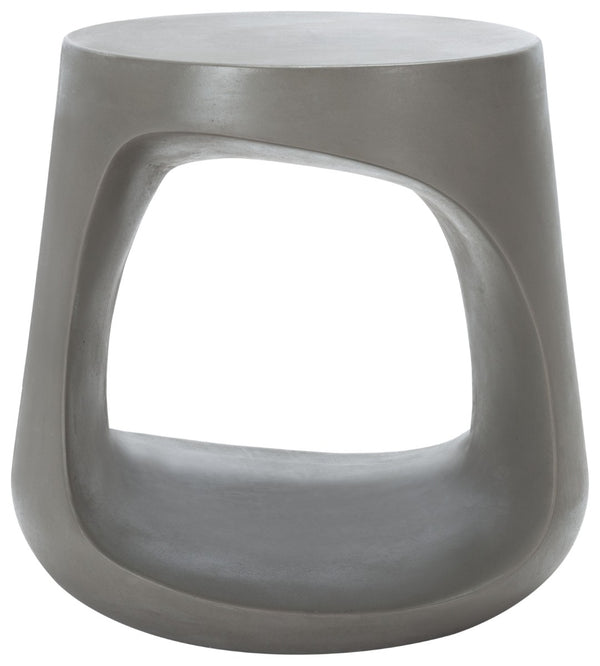 Safavieh VIKKI Concrete Accent Stool - Modern Sculptural Design for Versatile Outdoor and Indoor Spaces Dark Grey VNN1040A
