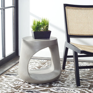 Safavieh VIKKI Concrete Accent Stool - Modern Sculptural Design for Versatile Outdoor and Indoor Spaces Dark Grey VNN1040A