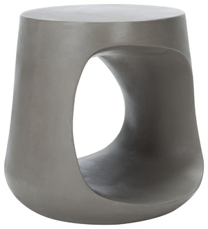 Safavieh VIKKI Concrete Accent Stool - Modern Sculptural Design for Versatile Outdoor and Indoor Spaces Dark Grey VNN1040A