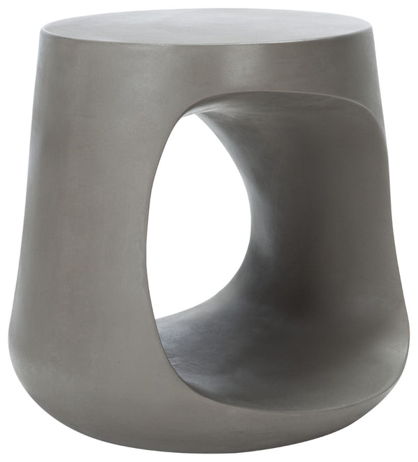 Safavieh VIKKI Concrete Accent Stool - Modern Sculptural Design for Versatile Outdoor and Indoor Spaces Dark Grey VNN1040A