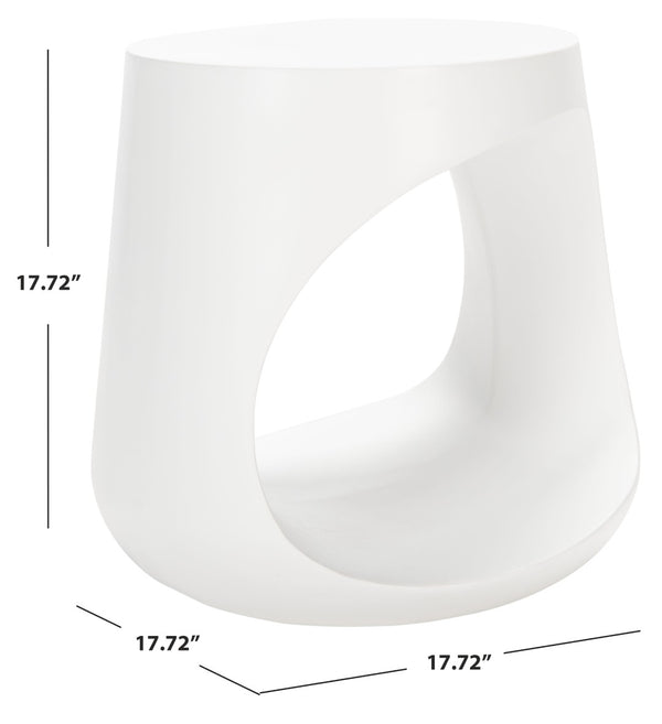 Safavieh VIKKI Concrete Accent Stool - Modern Sculptural Design for Versatile Outdoor and Indoor Spaces Ivory VNN1040B