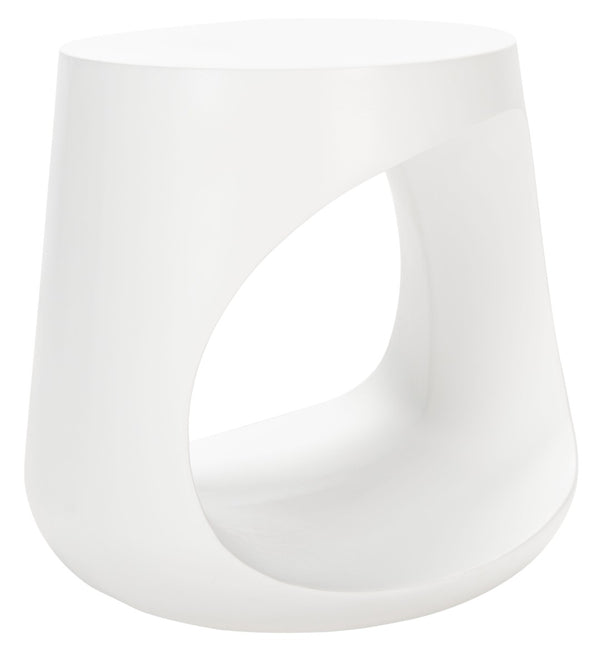 Safavieh VIKKI Concrete Accent Stool - Modern Sculptural Design for Versatile Outdoor and Indoor Spaces Ivory VNN1040B