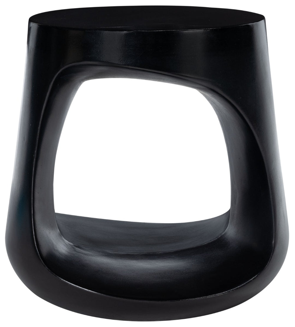 Safavieh VIKKI Concrete Accent Stool - Modern Sculptural Design for Versatile Outdoor and Indoor Spaces Black VNN1040C