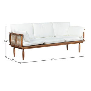 Lh Imports Vineyard Outdoor Sofa - Luxurious Teak & Olefin Fabric For Ultimate Comfort In Any Setting Brown,White Teak Wood,Olefin Fabric (100% Polypropylene),Foam,Fiber Fill,Polyester Rope Vny007