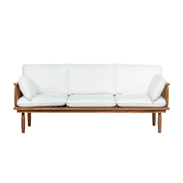 Lh Imports Vineyard Outdoor Sofa - Luxurious Teak & Olefin Fabric For Ultimate Comfort In Any Setting Brown,White Teak Wood,Olefin Fabric (100% Polypropylene),Foam,Fiber Fill,Polyester Rope Vny007
