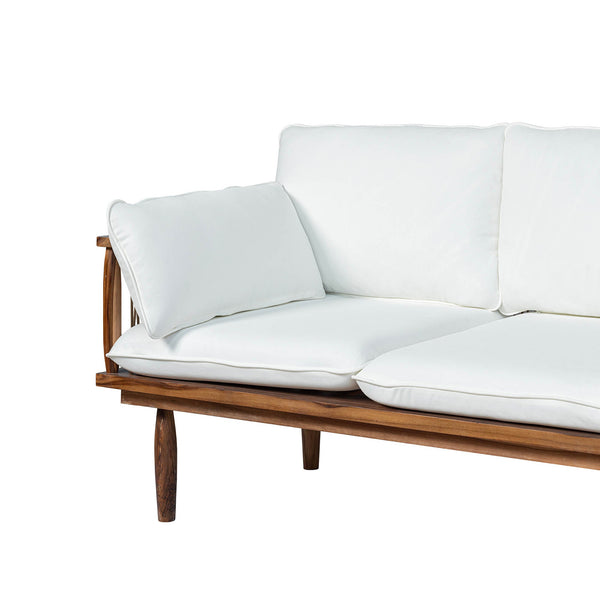 Lh Imports Vineyard Outdoor Sofa - Luxurious Teak & Olefin Fabric For Ultimate Comfort In Any Setting Brown,White Teak Wood,Olefin Fabric (100% Polypropylene),Foam,Fiber Fill,Polyester Rope Vny007