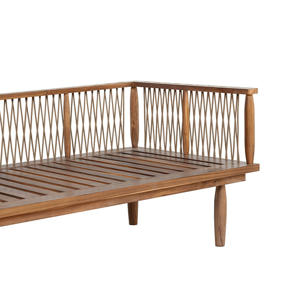 Lh Imports Vineyard Outdoor Sofa - Luxurious Teak & Olefin Fabric For Ultimate Comfort In Any Setting Brown,White Teak Wood,Olefin Fabric (100% Polypropylene),Foam,Fiber Fill,Polyester Rope Vny007