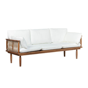 Lh Imports Vineyard Outdoor Sofa - Luxurious Teak & Olefin Fabric For Ultimate Comfort In Any Setting Brown,White Teak Wood,Olefin Fabric (100% Polypropylene),Foam,Fiber Fill,Polyester Rope Vny007