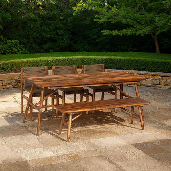 Lh Imports Vineyard Outdoor Dining Table - Versatile Elegance For Indoor & Outdoor Spaces, Durable And Stylish Brown Teak Wood Vny010