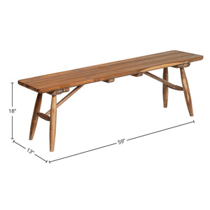 Lh Imports Vineyard Outdoor Dining Bench - Timeless Elegance For Indoor & Outdoor Spaces, Durable & Versatile Brown Teak Wood Vny016