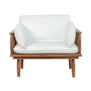 Lh Imports Vineyard Outdoor - Luxurious Teak Club Chair With Olefin Fabric For Ultimate Comfort & Style Brown,White Teak Wood,Olefin Fabric (100% Polypropylene),Foam,Fiber Fill,Polyester Rope Vny019