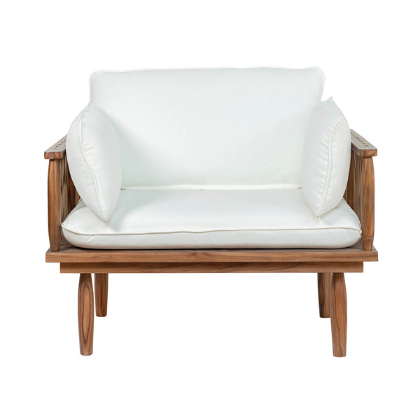 Lh Imports Vineyard Outdoor - Luxurious Teak Club Chair With Olefin Fabric For Ultimate Comfort & Style Brown,White Teak Wood,Olefin Fabric (100% Polypropylene),Foam,Fiber Fill,Polyester Rope Vny019