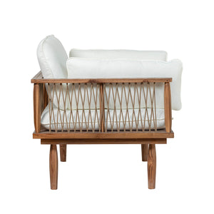 Lh Imports Vineyard Outdoor - Luxurious Teak Club Chair With Olefin Fabric For Ultimate Comfort & Style Brown,White Teak Wood,Olefin Fabric (100% Polypropylene),Foam,Fiber Fill,Polyester Rope Vny019