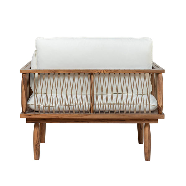 Lh Imports Vineyard Outdoor - Luxurious Teak Club Chair With Olefin Fabric For Ultimate Comfort & Style Brown,White Teak Wood,Olefin Fabric (100% Polypropylene),Foam,Fiber Fill,Polyester Rope Vny019