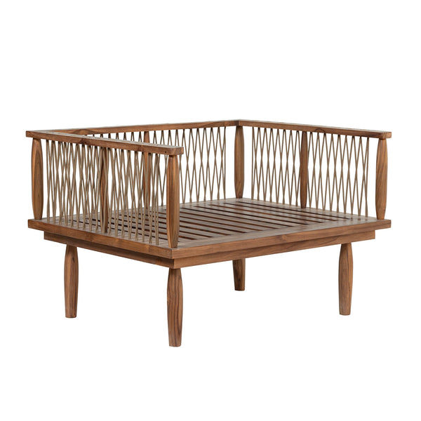 Lh Imports Vineyard Outdoor - Luxurious Teak Club Chair With Olefin Fabric For Ultimate Comfort & Style Brown,White Teak Wood,Olefin Fabric (100% Polypropylene),Foam,Fiber Fill,Polyester Rope Vny019