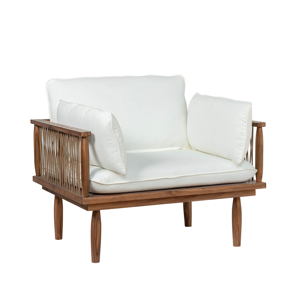 Lh Imports Vineyard Outdoor - Luxurious Teak Club Chair With Olefin Fabric For Ultimate Comfort & Style Brown,White Teak Wood,Olefin Fabric (100% Polypropylene),Foam,Fiber Fill,Polyester Rope Vny019
