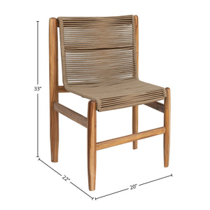 Lh Imports Vineyard Outdoor Dining Chair - Elegant Solid Teak With Rustic Rope Accents For Indoor & Patio Spaces Brown Teak Wood,100% Polyester Rope Vny025