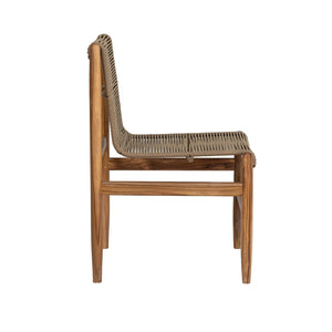 Lh Imports Vineyard Outdoor Dining Chair - Elegant Solid Teak With Rustic Rope Accents For Indoor & Patio Spaces Brown Teak Wood,100% Polyester Rope Vny025