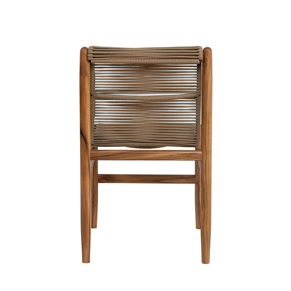 Lh Imports Vineyard Outdoor Dining Chair - Elegant Solid Teak With Rustic Rope Accents For Indoor & Patio Spaces Brown Teak Wood,100% Polyester Rope Vny025
