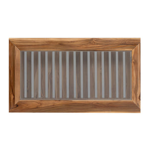 Lh Imports Vineyard Outdoor Rectangular Coffee Table - Stylish Teak & Glass Centerpiece For Cozy Gatherings Brown,Clear Teak Wood,Clear Tempered Glass Vny032