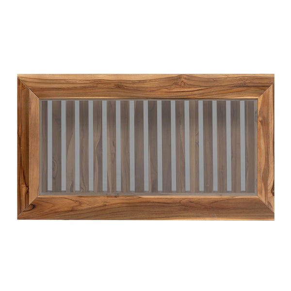 Lh Imports Vineyard Outdoor Rectangular Coffee Table - Stylish Teak & Glass Centerpiece For Cozy Gatherings Brown,Clear Teak Wood,Clear Tempered Glass Vny032
