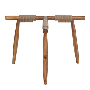 Lh Imports Vineyard Outdoor Round Coffee Table - Stylish Solid Teak, Glass Top & Polyester Rope For Comfort Brown,Clear Teak Wood,100% Polyester Rope,Clear Tempered Glass Vny033