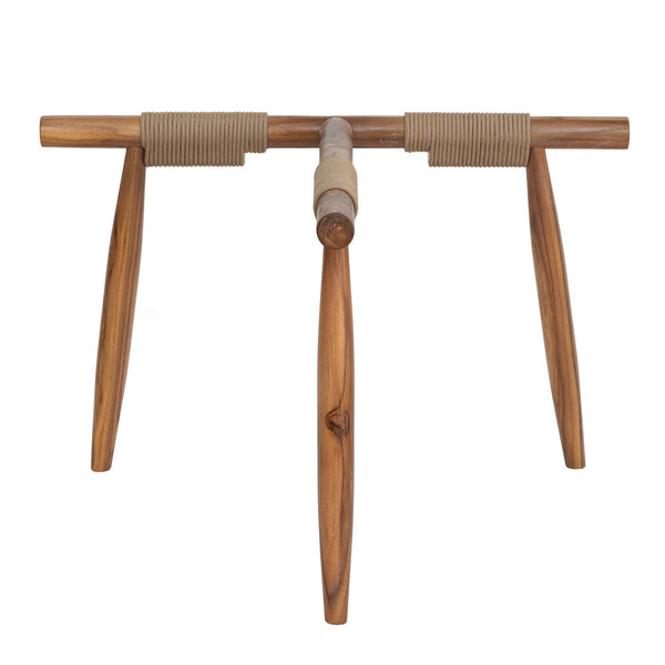 Lh Imports Vineyard Outdoor Round Coffee Table - Stylish Solid Teak, Glass Top & Polyester Rope For Comfort Brown,Clear Teak Wood,100% Polyester Rope,Clear Tempered Glass Vny033