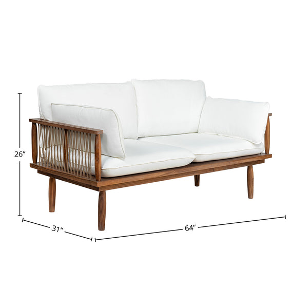 Lh Imports Vineyard Outdoor Loveseat - Luxurious Teak Wood Design With Weather-resistant Olefin Fabric Comfort Brown,White Teak Wood,Olefin Fabric (100% Polypropylene),Foam,Fiber Fill,Polyester Rope Vny036