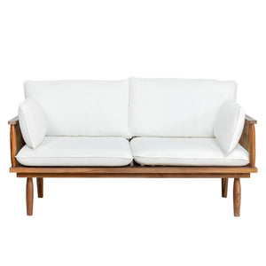 Lh Imports Vineyard Outdoor Loveseat - Luxurious Teak Wood Design With Weather-resistant Olefin Fabric Comfort Brown,White Teak Wood,Olefin Fabric (100% Polypropylene),Foam,Fiber Fill,Polyester Rope Vny036