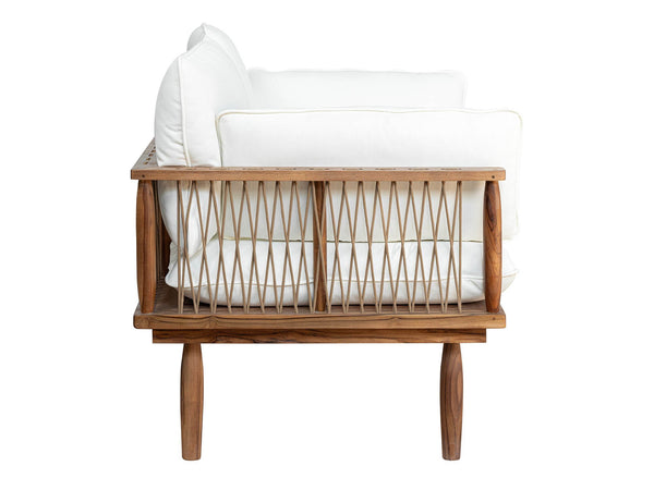 Lh Imports Vineyard Outdoor Loveseat - Luxurious Teak Wood Design With Weather-resistant Olefin Fabric Comfort Brown,White Teak Wood,Olefin Fabric (100% Polypropylene),Foam,Fiber Fill,Polyester Rope Vny036