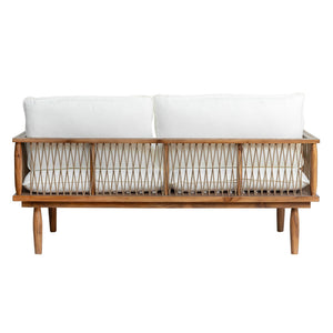 Lh Imports Vineyard Outdoor Loveseat - Luxurious Teak Wood Design With Weather-resistant Olefin Fabric Comfort Brown,White Teak Wood,Olefin Fabric (100% Polypropylene),Foam,Fiber Fill,Polyester Rope Vny036