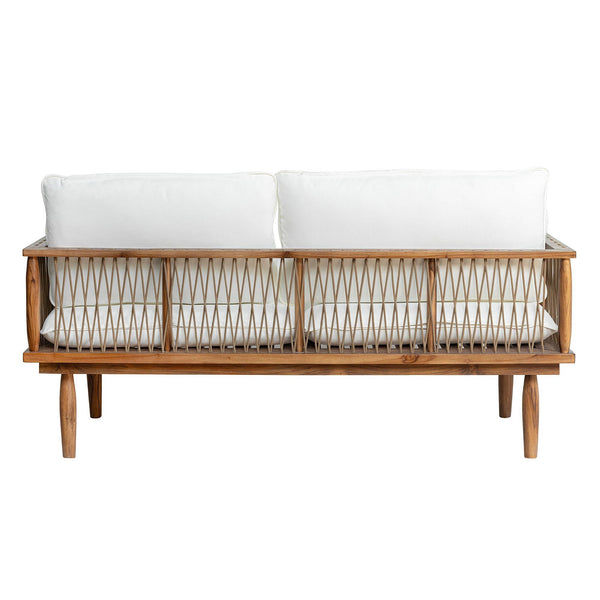 Lh Imports Vineyard Outdoor Loveseat - Luxurious Teak Wood Design With Weather-resistant Olefin Fabric Comfort Brown,White Teak Wood,Olefin Fabric (100% Polypropylene),Foam,Fiber Fill,Polyester Rope Vny036