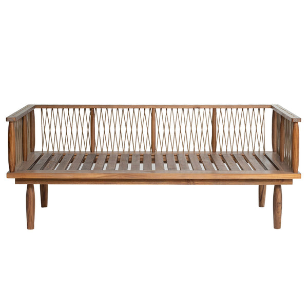 Lh Imports Vineyard Outdoor Loveseat - Luxurious Teak Wood Design With Weather-resistant Olefin Fabric Comfort Brown,White Teak Wood,Olefin Fabric (100% Polypropylene),Foam,Fiber Fill,Polyester Rope Vny036