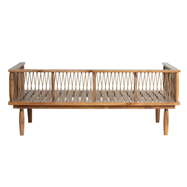 Lh Imports Vineyard Outdoor Loveseat - Luxurious Teak Wood Design With Weather-resistant Olefin Fabric Comfort Brown,White Teak Wood,Olefin Fabric (100% Polypropylene),Foam,Fiber Fill,Polyester Rope Vny036