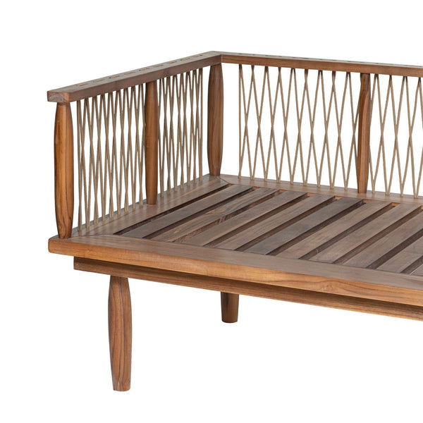 Lh Imports Vineyard Outdoor Loveseat - Luxurious Teak Wood Design With Weather-resistant Olefin Fabric Comfort Brown,White Teak Wood,Olefin Fabric (100% Polypropylene),Foam,Fiber Fill,Polyester Rope Vny036