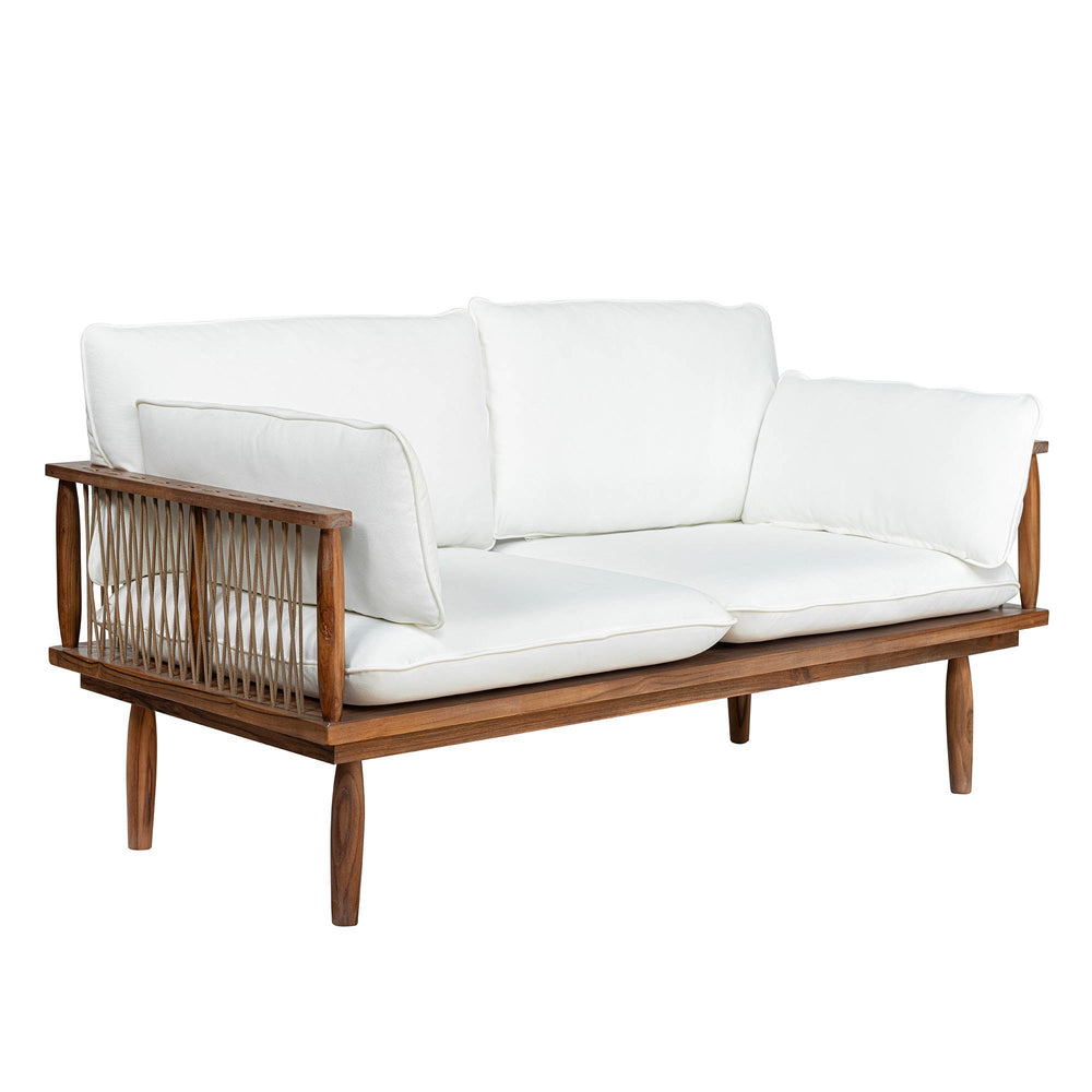 Lh Imports Vineyard Outdoor Loveseat - Luxurious Teak Wood Design With Weather-resistant Olefin Fabric Comfort Brown,White Teak Wood,Olefin Fabric (100% Polypropylene),Foam,Fiber Fill,Polyester Rope Vny036