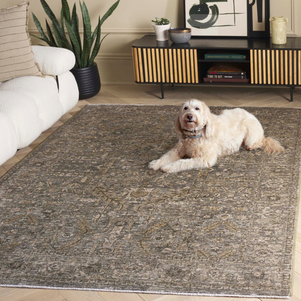 Safavieh Vintage Overdye Area Rug – Elegant Transitional Design With Eco-friendly Materials For Any Decor Green ,Grey 80% Polyester,20% Recycled Cotton Vod504y-10