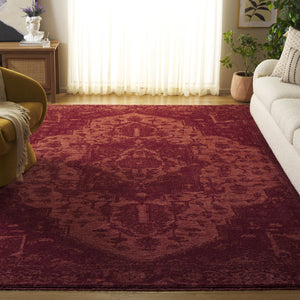 Safavieh Vintage Overdye Area Rug 8x10 Feet - Luxurious Red Transitional Design For Timeless Elegance Red 80% Polyester,20% Recycled Cotton Vod508r-8