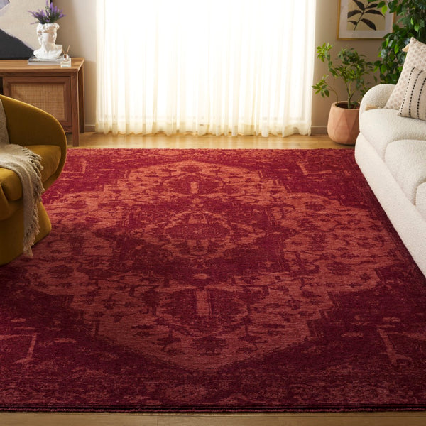 Safavieh Vintage Area Rug - Luxurious Transitional Design With Intricate Patterns For Timeless Elegance Red 80% Polyester,20% Recycled Cotton Vod508r-10