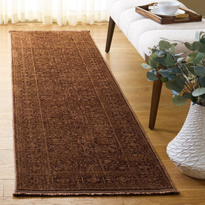 Safavieh Vintage Overdye Brown Turkish Square Rug With Low 3/8" Pile, Durable Power-Loomed Polyester For Classic Warmth 4'-0" x 4'-0" VOD804T-4SQ