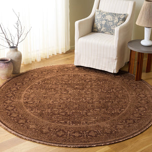 Safavieh Vintage Overdye Brown Turkish Square Rug With Low 3/8" Pile, Durable Power-Loomed Polyester For Classic Warmth 4'-0" x 4'-0" VOD804T-4SQ