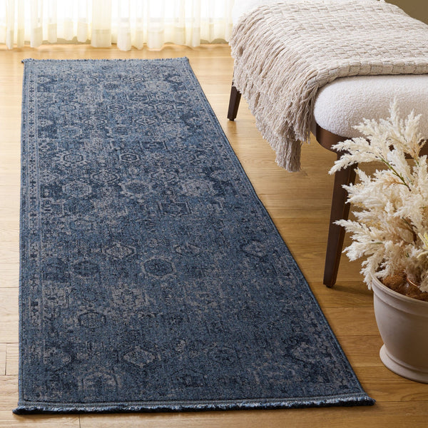 Safavieh Vintage Navy Runner Power-Loomed In Turkey — Durable Low-Profile 3/8" Pile, Elegant Overdyed Finish 2'-3" x 8'-0" VOD806N-28