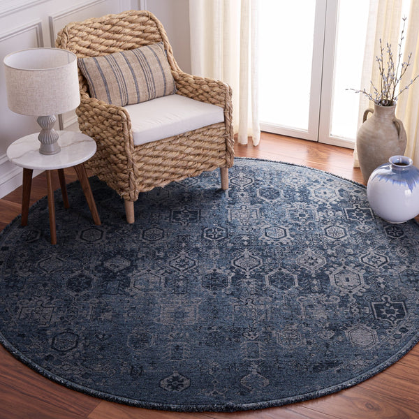 Safavieh Vintage Navy Overdye Area Rug — Timeless Solid Low-Profile 3/8" Pile, Durable Power-Loomed Quality 8'-0" x 10'-0" VOD806N-8