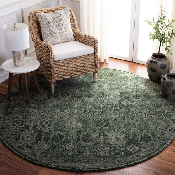 Safavieh Vintage Elegant Overdye Green Area Rug — Low-Profile Turkish Power-Loomed Wool-Look Polyester, Durable Charm 5'-0" x 8'-0" VOD806Y-5