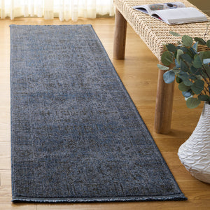 Safavieh Vintage Navy Overdyed Round Rug With Floral Motifs, Power-Loomed Polyester For Soft, Durable Style 4'-0" x 4'-0" VOD810N-4R