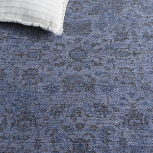 Safavieh Vintage Overdyed Navy Square Rug Turkish Crafted Polyester Accent for Entryways VOD810N-4SQ