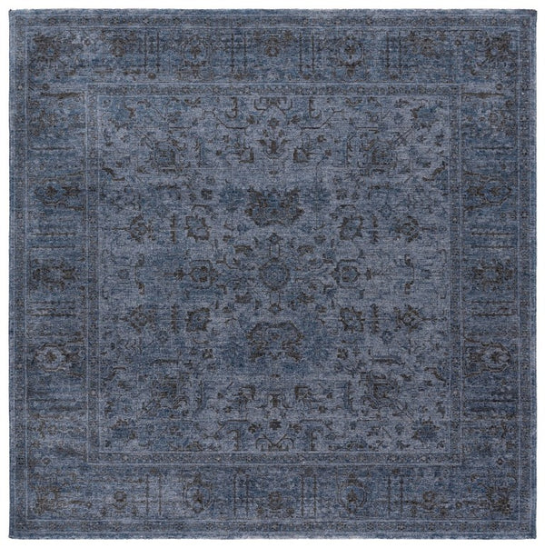 Safavieh Vintage Overdyed Navy Square Rug Turkish Crafted Polyester Accent for Entryways VOD810N-4SQ